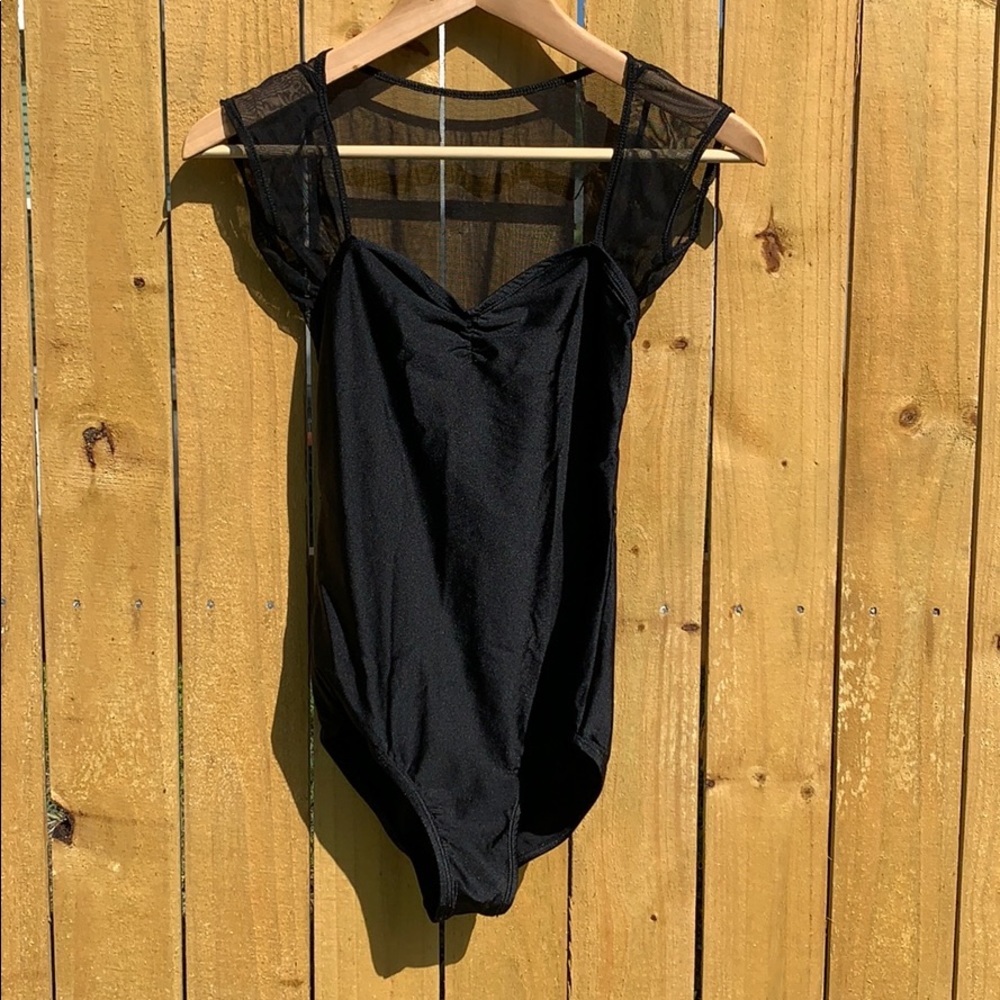 Black mesh back leotard